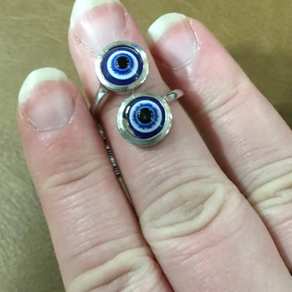 Evil eye rings- adjustable - Double Evil Eye - Jewelry