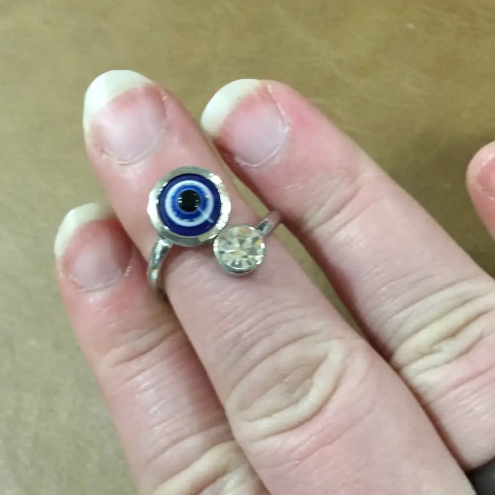 Evil eye rings- adjustable - Evil Eye with Gem - Jewelry
