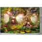 Large 90" x 70" tapestry featuring an enchanted fairy forest with ancient trees and glowing lights, displayed on a white background. Perfect for nature magic, whimsical decor, and enchanted vibes.