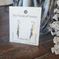 Sterling silver earrings featuring an abstract feather design, displayed on a white background. Perfect for freedom, artistic expression, and modern magic.