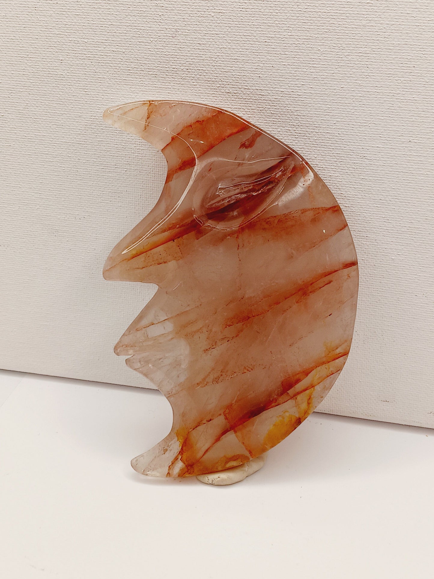 🌙🔥 Fire Quartz Moon Carving – Vitality Balance and Lunar Magic ✨ - 1 - Carvings