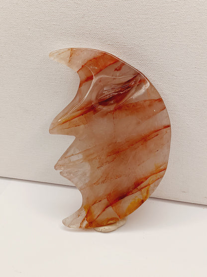 🌙🔥 Fire Quartz Moon Carving – Vitality Balance and Lunar Magic ✨ - 1 - Carvings