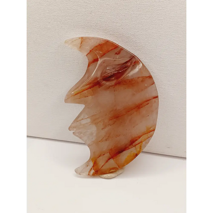 🌙🔥 Fire Quartz Moon Carving – Vitality Balance and Lunar Magic ✨ - 1 - Carvings