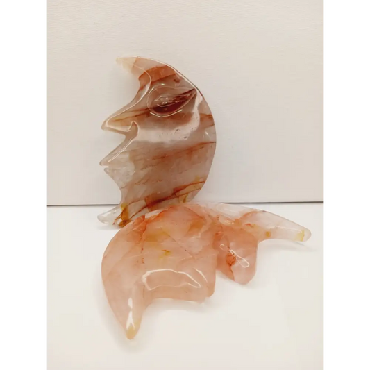 🌙🔥 Fire Quartz Moon Carving – Vitality Balance and Lunar Magic ✨ - Carvings