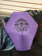 🖤 Fleece Coffin-Shaped Pillow - 19’’ x 13’’ ✨ - Purple & Black w/ Scroll work - Pillows Blankets & Stuffed Creatures