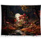 Large 59" x 79" tapestry featuring a vibrant, detailed floral design, displayed on a white background. Perfect for botanical beauty, uplifting decor, and sacred space magic.