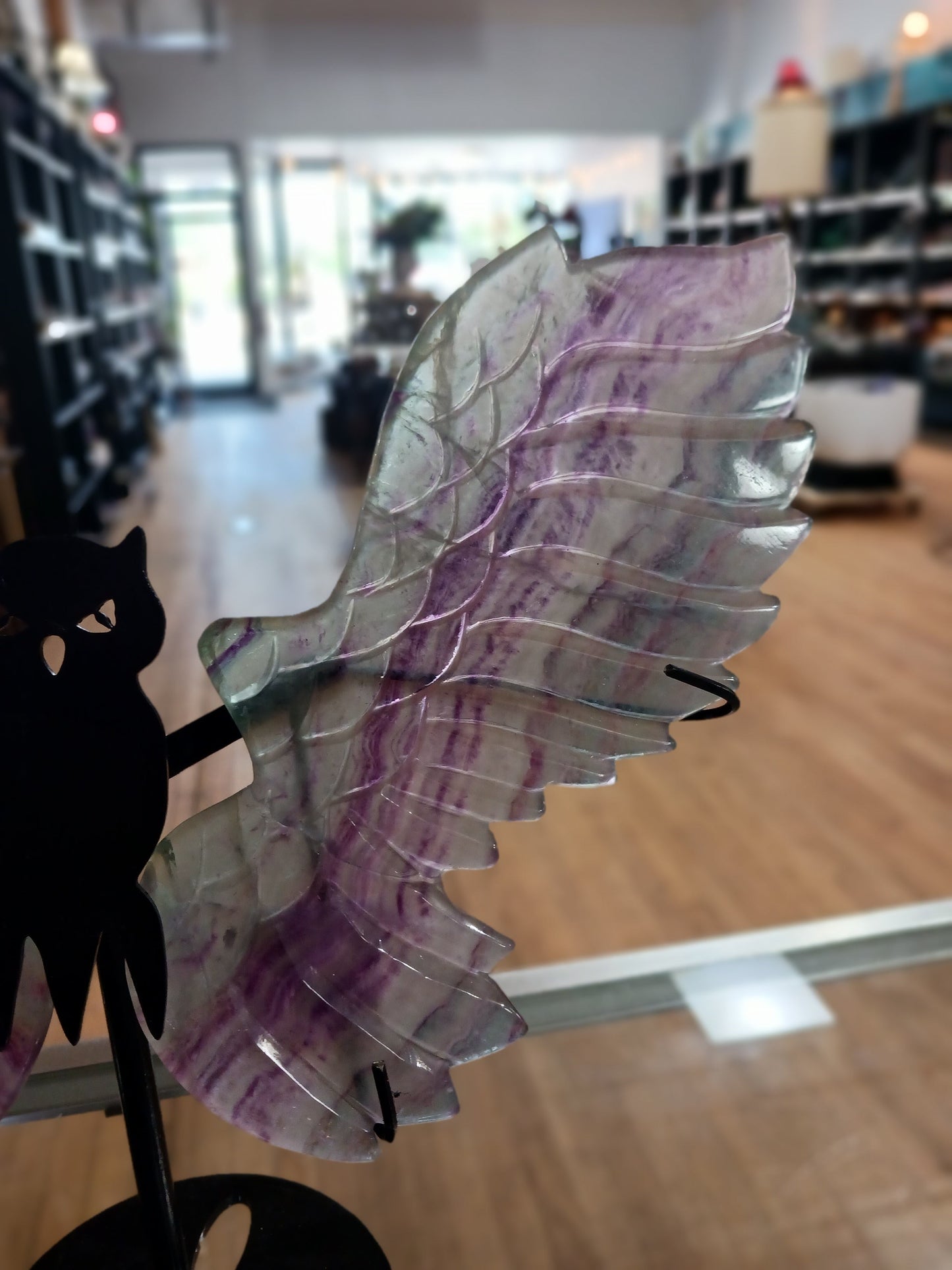🦉💎 Fluorite Owl with Stand – Wisdom Clarity and Majestic Energy! ✨ - Fluorite Owl w/ Stand- BIG - Carvings