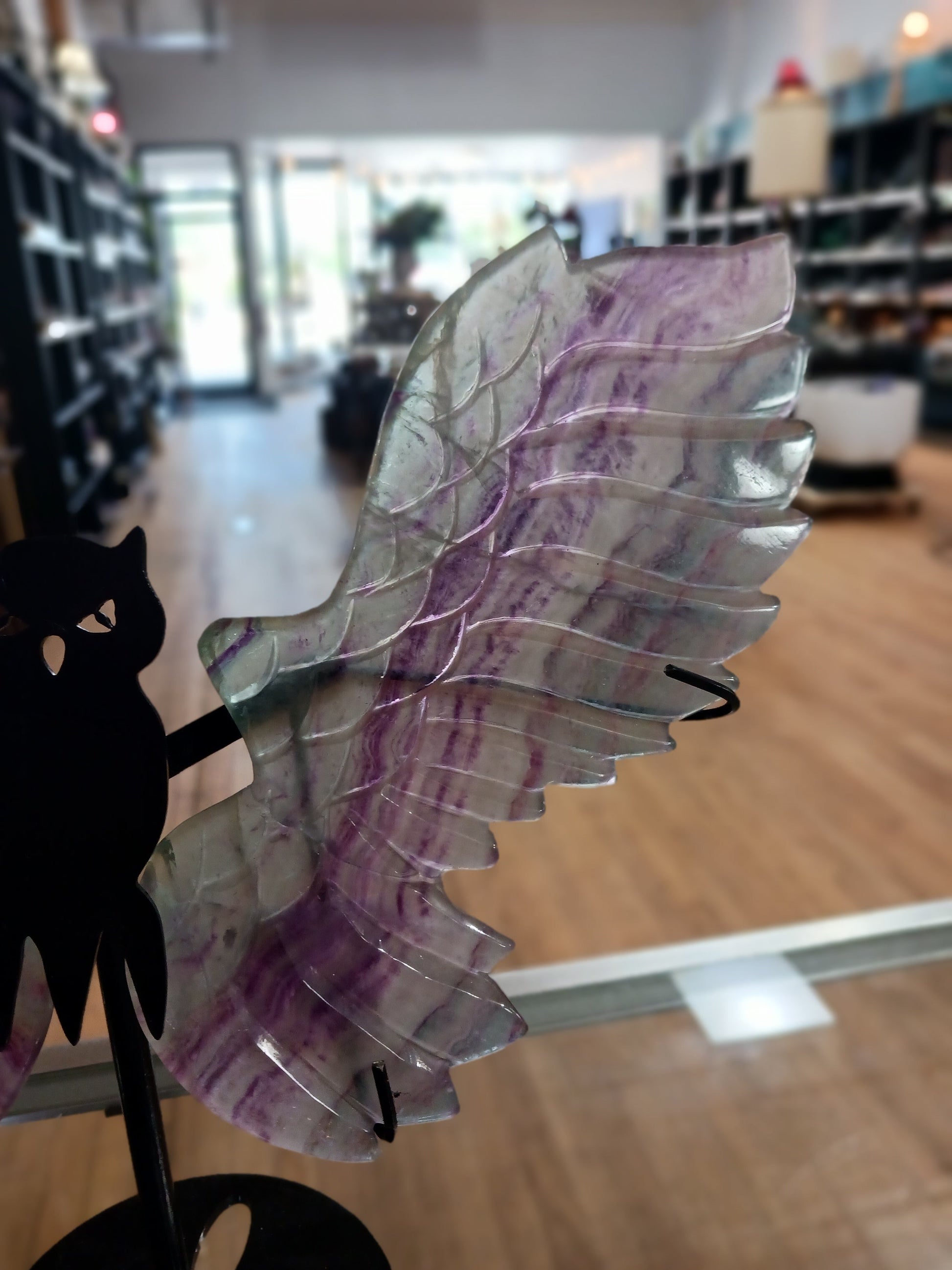 🦉💎 Fluorite Owl with Stand – Wisdom Clarity and Majestic Energy! ✨ - Fluorite Owl w/ Stand- BIG - Carvings