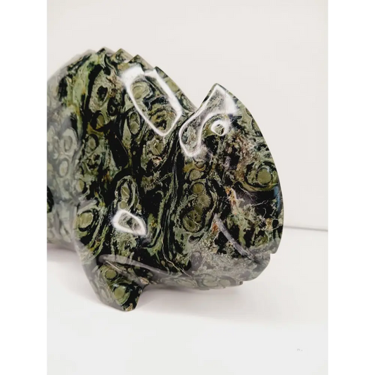 🦎💚 Fun Kambaba Jasper Chameleon Carving – Large – Playful Protection & Ancient Earth Energy! 🌿 - Carvings