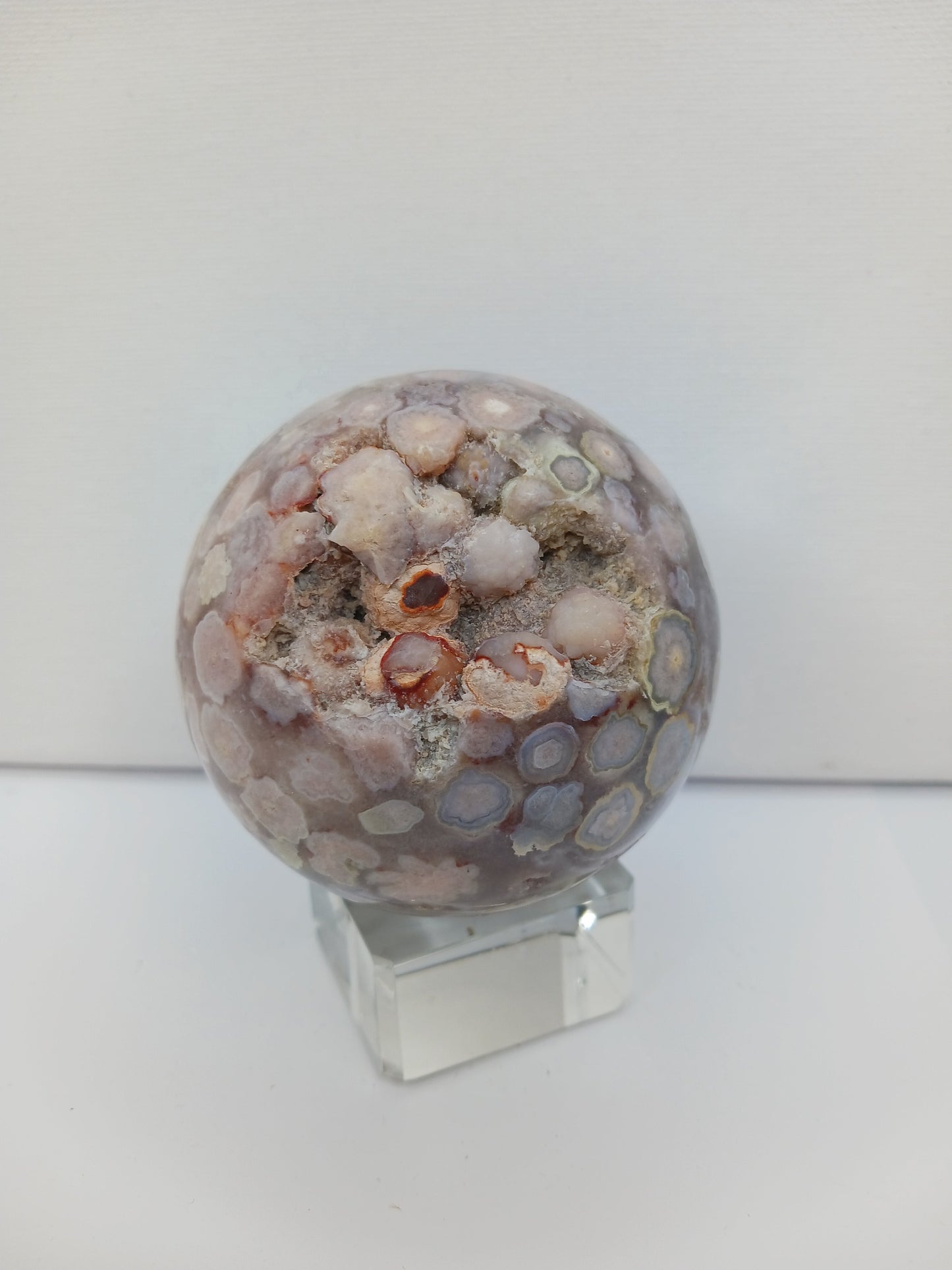 💜🌸 Gemmy Purple Flower Agate Sphere – Blossoming Beauty and Harmony ✨ - 1 - Spheres
