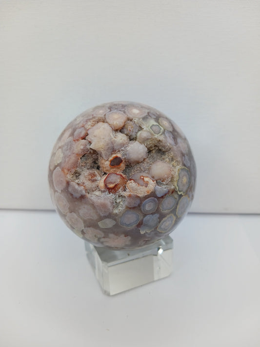 💜🌸 Gemmy Purple Flower Agate Sphere – Blossoming Beauty and Harmony ✨ - 1 - Spheres