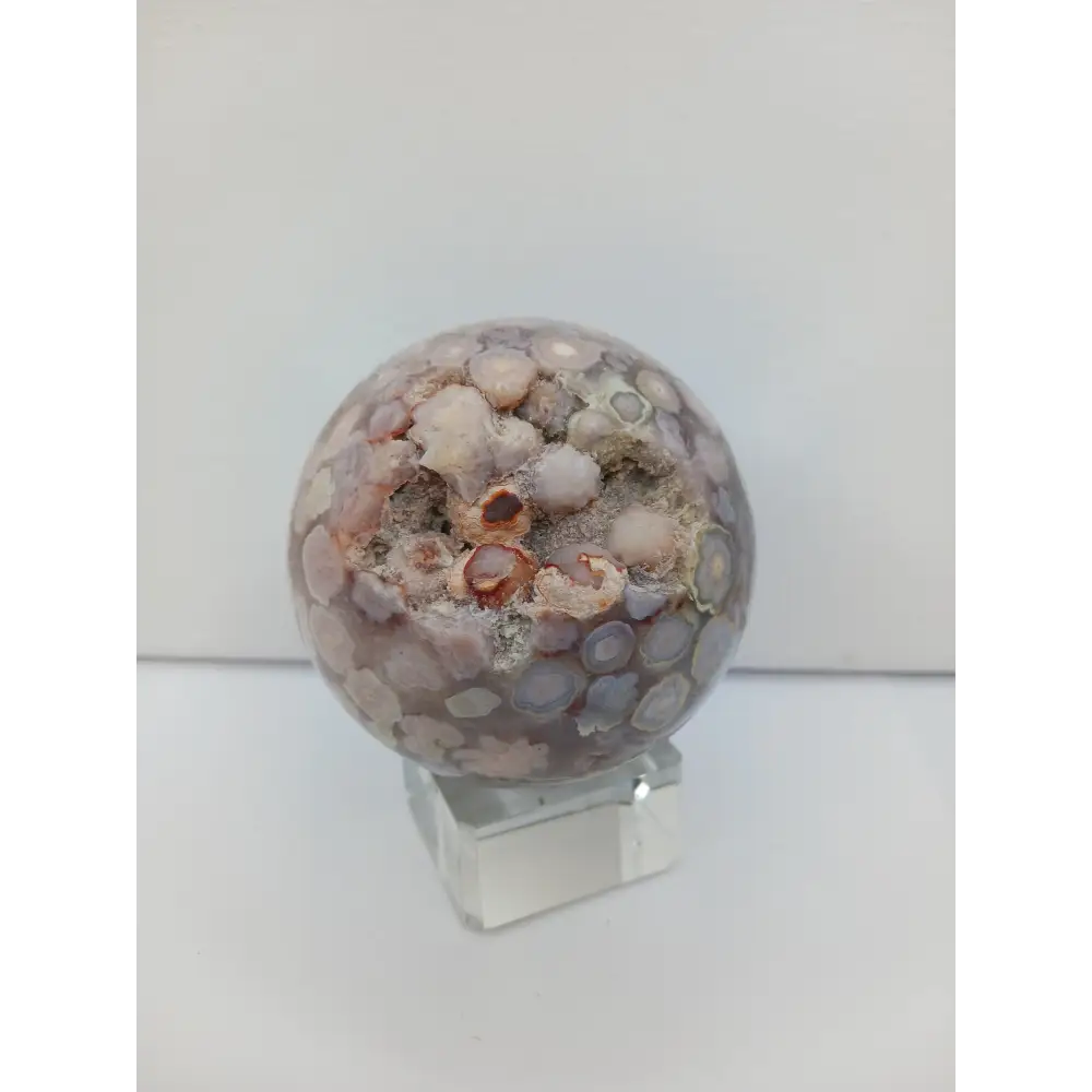 💜🌸 Gemmy Purple Flower Agate Sphere – Blossoming Beauty and Harmony ✨ - 1 - Spheres