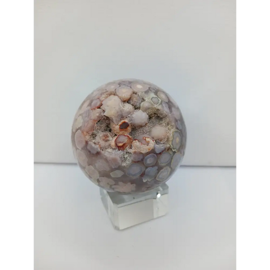 💜🌸 Gemmy Purple Flower Agate Sphere – Blossoming Beauty and Harmony ✨ - 1 - Spheres