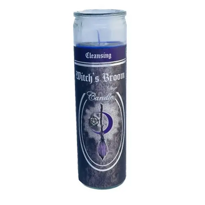 🕯️✨ Glass Pillar Ritual Candle – Meditation Ritual and Sacred Ambiance 🌙 - Witch’s Broom - Candles & Accessories