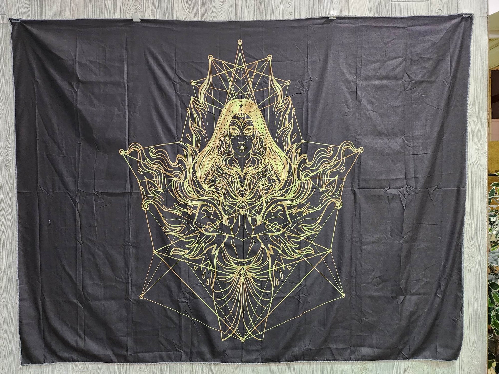 Goddess Black and Gold Tapestry 76 x 58 - Tapestry