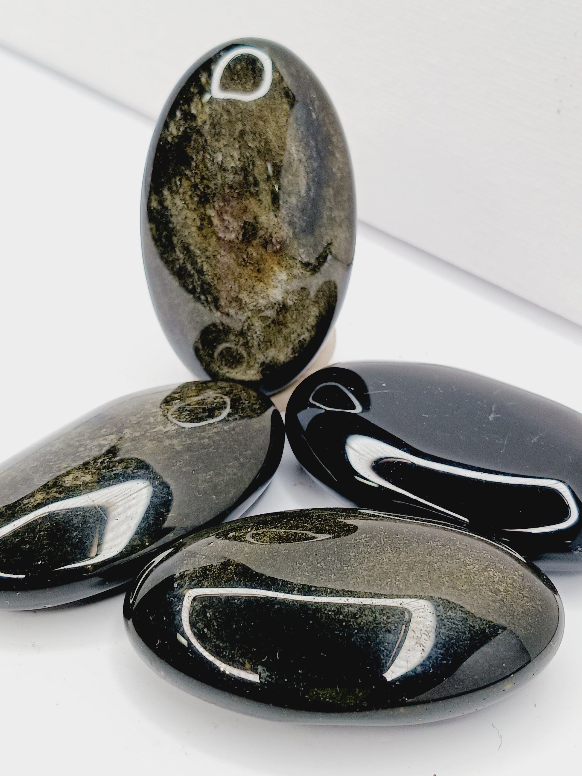 🌟🖤 Golden Sheen Obsidian Palmstone – Protection Empowerment and Inner Clarity ✨ - PALM