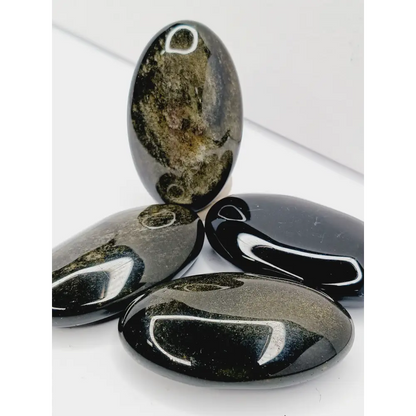 🌟🖤 Golden Sheen Obsidian Palmstone – Protection Empowerment and Inner Clarity ✨ - PALM
