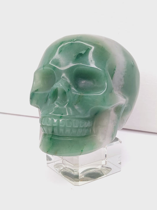 💚💀 Green Aventurine Skull – Luck Growth and Heart Healing 🌱 - Carvings