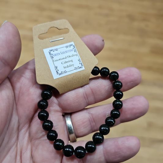💚✨ Green Goldstone 8 mm Bracelet – Ambition Abundance and Heart Chakra Sparkle! 🌟 - OMC BRACELETS