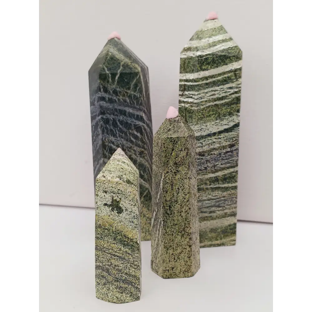 💚🦓 Green Zebra Jasper Tower – Balance Vitality and Grounding Energy - Towers