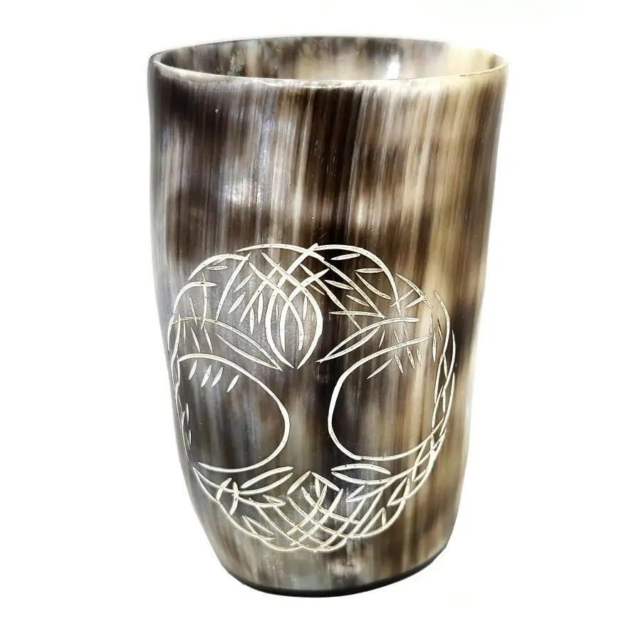 Handcrafted Buffalo Drinking Horns - Tree of Life - Drinking Vessels