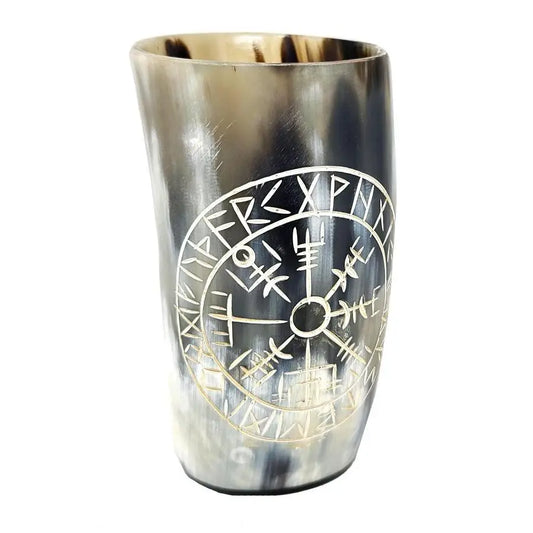 Handcrafted Buffalo Drinking Horns - Vicking Compass - Drinking Vessels