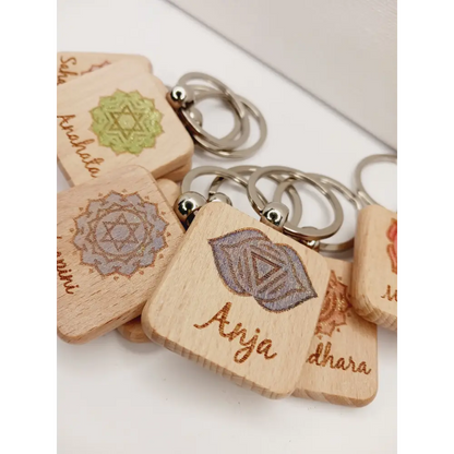 🌈 Handmade Wooden Chakra Keychains 🌈