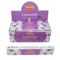 Box of HEM Premium Lavender and White Sage Incense Sticks with individual sticks displayed, set against a white background. Perfect for tranquility, purification, and sacred calm.