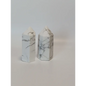 Hand-carved Howlite point featuring soft white coloring with graceful gray veining, displayed on a white background.