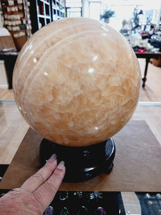 🧡✨ Huge 8’’ Orange Calcite Sphere – Creativity Joy and Vibrant Energy ✨🧡 - Spheres