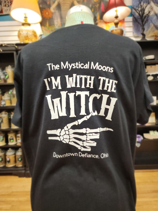I’m With the Witch T-Shirt (Skeleton Hand Edition) – Spooky Sassy Spellbound 🖤🧙♀️☠️ - Black / 2Xlarge - Clothing &