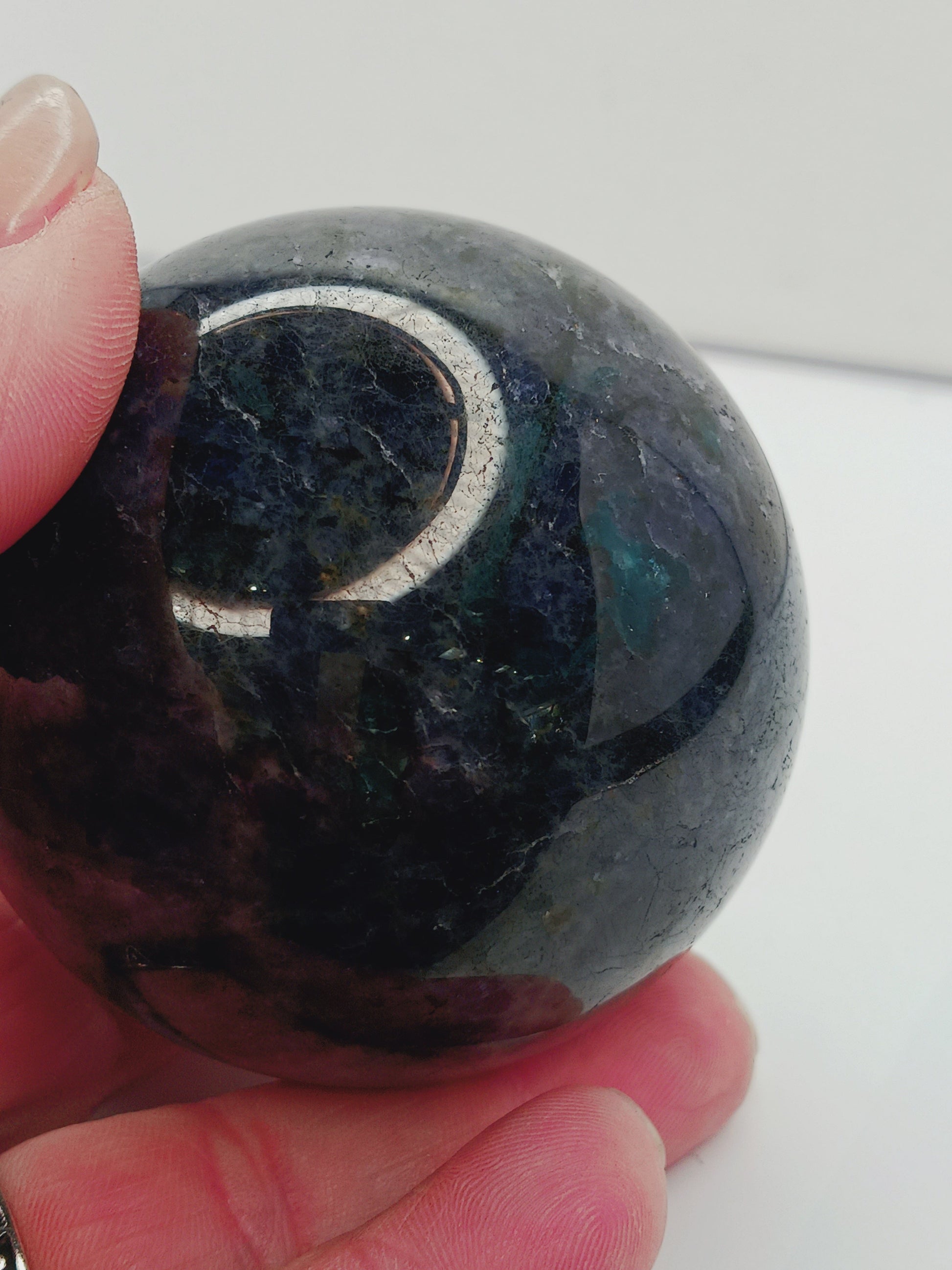 💙💚 Iolite & Emerald Sphere – Intuitive Insight & Heart-Centered Abundance! ✨ - Spheres