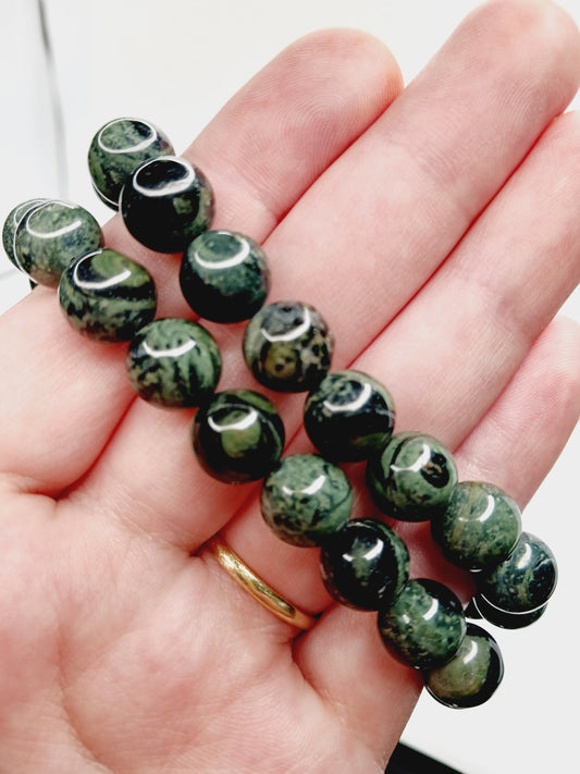 🌿✨ Kambaba Jasper Bracelet 8mm – Tranquility Grounding and Ancient Wisdom 🌀 - 10MM - OMC BRACELETS