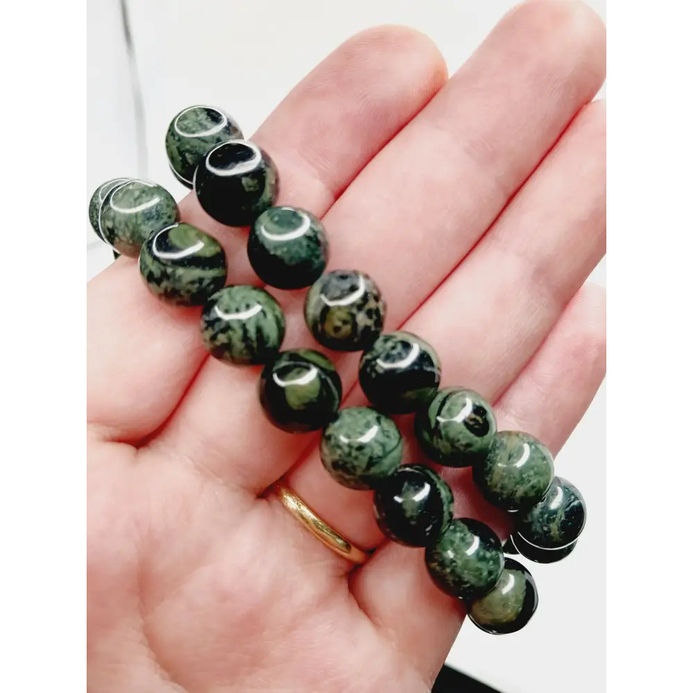 🌿✨ Kambaba Jasper Bracelet 8mm – Tranquility Grounding and Ancient Wisdom 🌀 - 10MM - OMC BRACELETS