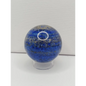 Blue glass door knob on a white door