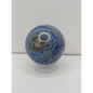 Decorative knob with blue and gray pattern on a white background