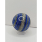 Decorative knob with blue and gray striped pattern on a white background