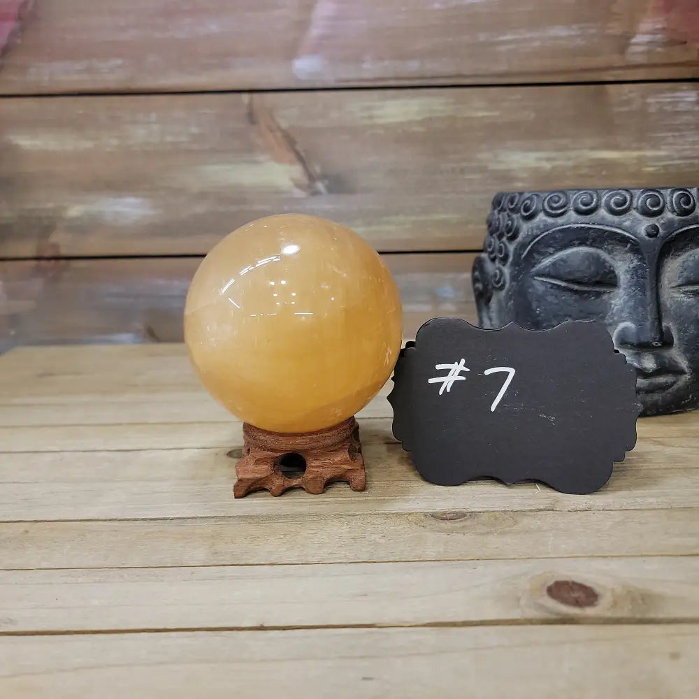 Large Honey Calcite Sphere - 07. Honey Calcite Sphere - 3 1/2’’ - Spheres