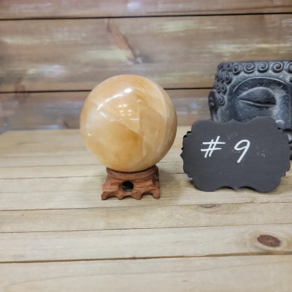 Large Honey Calcite Sphere - 09. Honey Calcite Sphere - 3 1/2’’ - Spheres