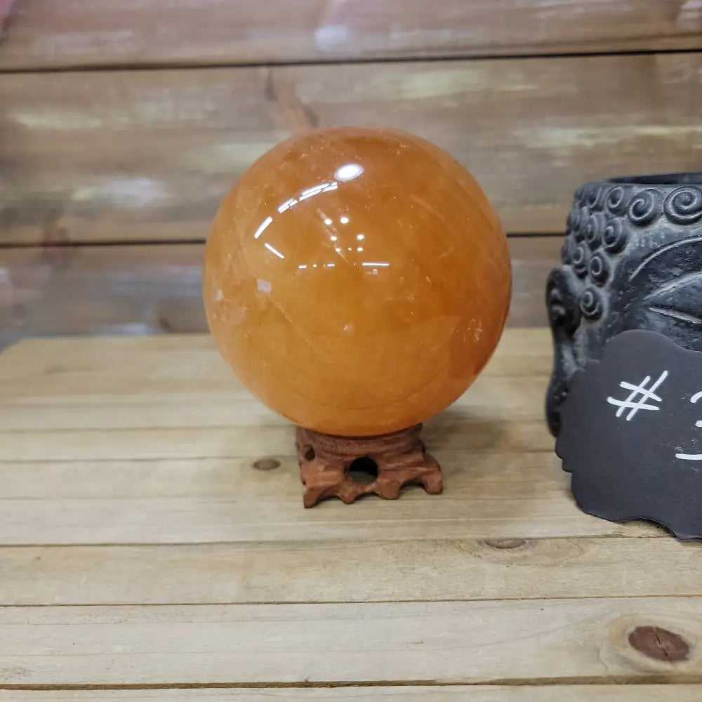 Large Honey Calcite Sphere - 03. Honey Calcite Sphere - 4 1/2’’ - Spheres