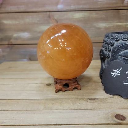Large Honey Calcite Sphere - 03. Honey Calcite Sphere - 4 1/2’’ - Spheres