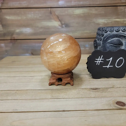 Large Honey Calcite Sphere - 10. Honey Calcite Sphere - 3 1/2’’ - Spheres