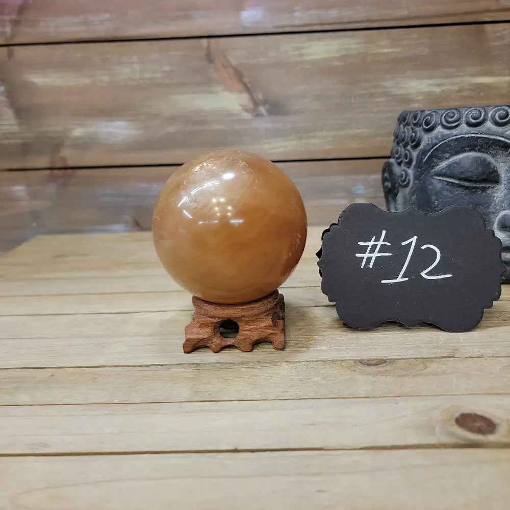 Large Honey Calcite Sphere - 12. Honey Calcite Sphere - 3’’ - Spheres