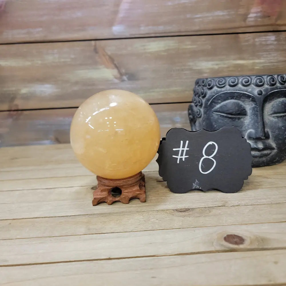 Large Honey Calcite Sphere - 08. Honey Calcite Sphere - 3 1/2’’ - Spheres
