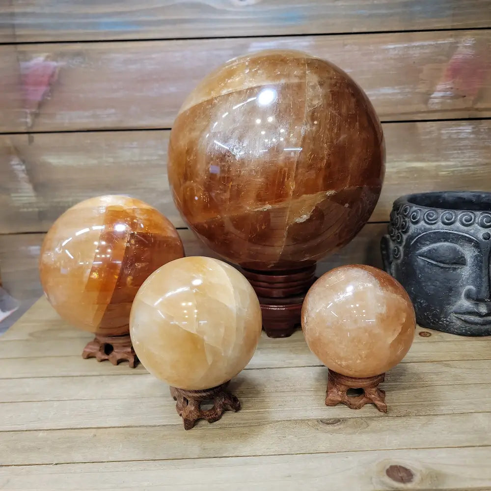 Large Honey Calcite Sphere - Spheres