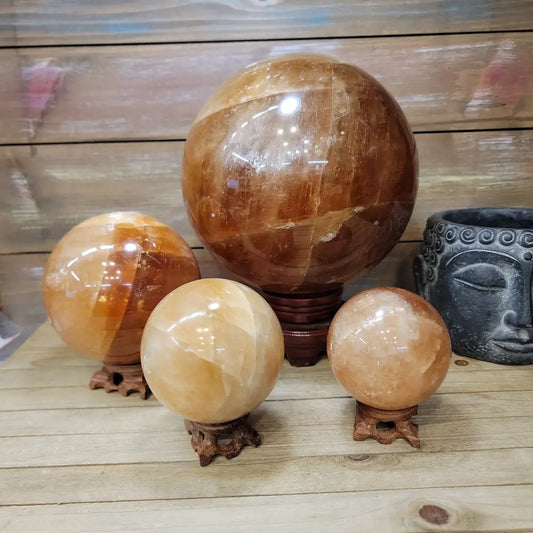 Large Honey Calcite Sphere - Spheres