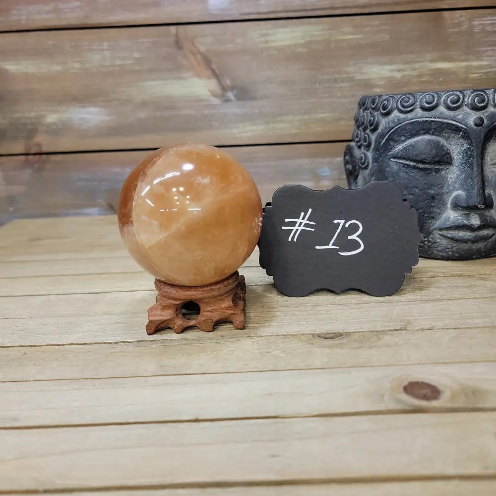Large Honey Calcite Sphere - 13. Honey Calcite Sphere - 2 3/4’’ - Spheres