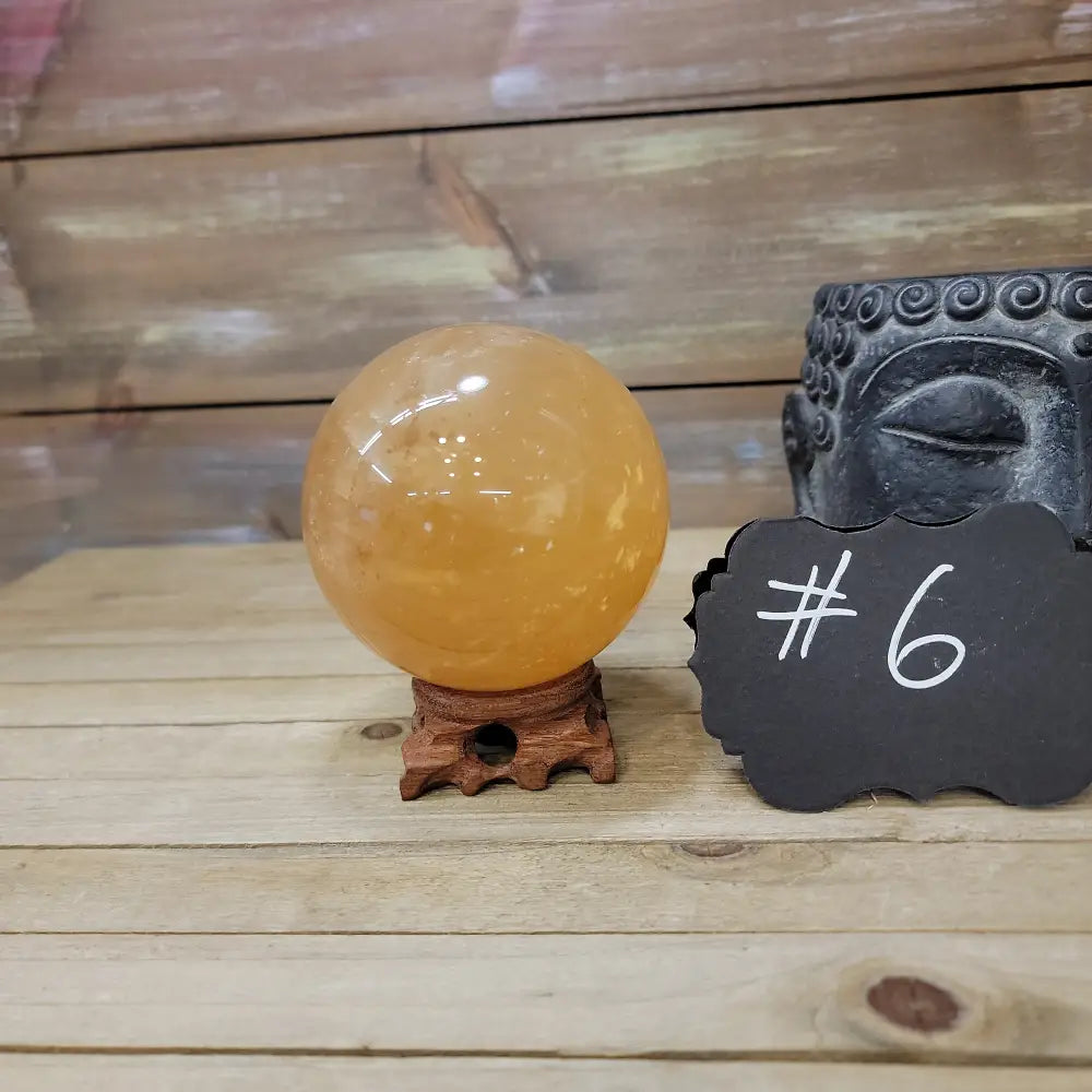 Large Honey Calcite Sphere - 06. Honey Calcite Sphere - 3 1/2’’ - Spheres