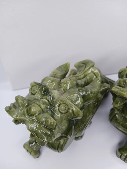 🐉💰 Large Pixiu Money Dragon Pair 8.5 x 5.25 Inch – Wealth Protection and Good Fortune ✨ - Carvings
