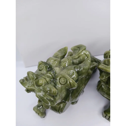 🐉💰 Large Pixiu Money Dragon Pair 8.5 x 5.25 Inch – Wealth Protection and Good Fortune ✨ - Carvings